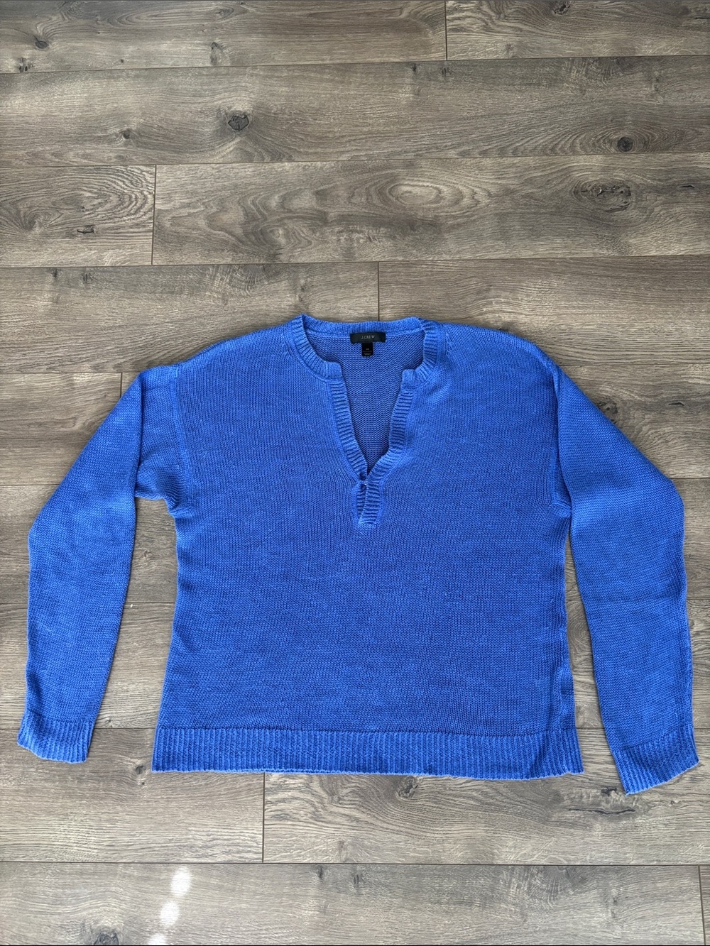 J. Crew Women’s Royal Blue V-Neck Linen Knit Sweater